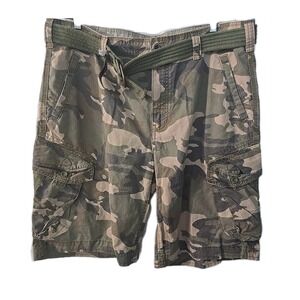 Jet Lag Camo Cargo Shorts With Belt Men's‎ 38 Cotton Paratrooper 12" Inseam
